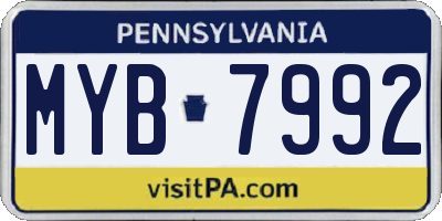 PA license plate MYB7992