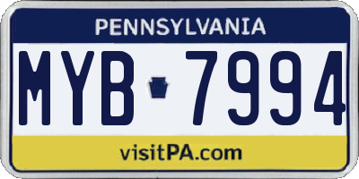 PA license plate MYB7994