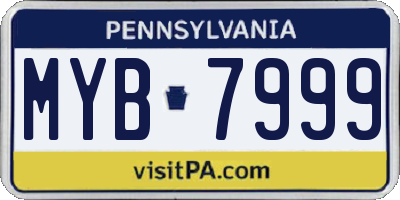 PA license plate MYB7999