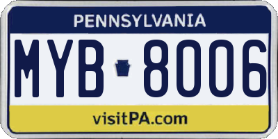 PA license plate MYB8006