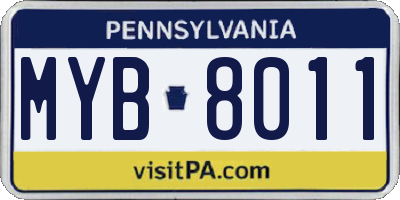 PA license plate MYB8011