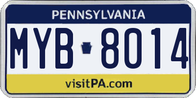 PA license plate MYB8014