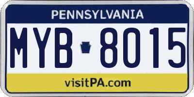 PA license plate MYB8015