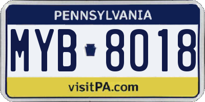 PA license plate MYB8018