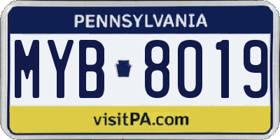 PA license plate MYB8019