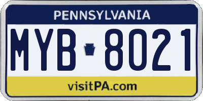PA license plate MYB8021