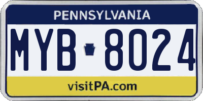 PA license plate MYB8024