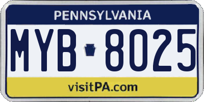 PA license plate MYB8025