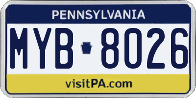 PA license plate MYB8026