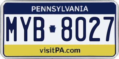 PA license plate MYB8027