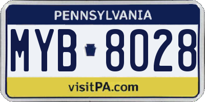 PA license plate MYB8028