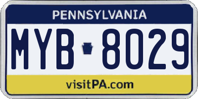 PA license plate MYB8029