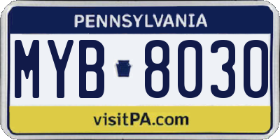 PA license plate MYB8030