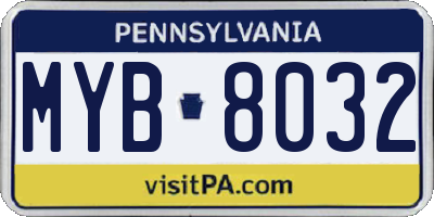 PA license plate MYB8032
