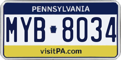 PA license plate MYB8034