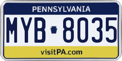 PA license plate MYB8035
