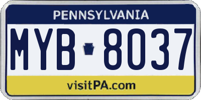 PA license plate MYB8037