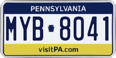 PA license plate MYB8041