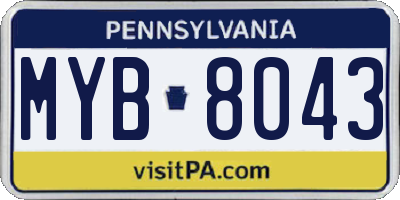 PA license plate MYB8043