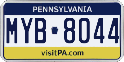 PA license plate MYB8044