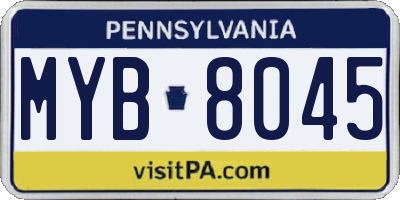 PA license plate MYB8045