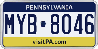 PA license plate MYB8046