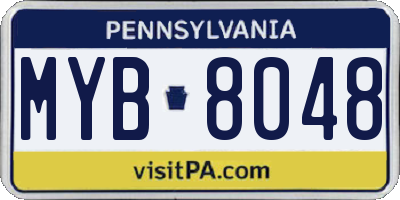 PA license plate MYB8048