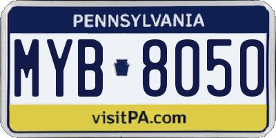 PA license plate MYB8050