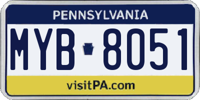 PA license plate MYB8051