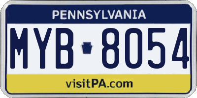 PA license plate MYB8054