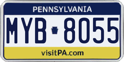 PA license plate MYB8055