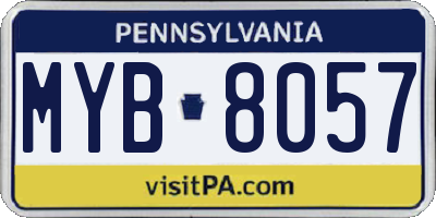 PA license plate MYB8057