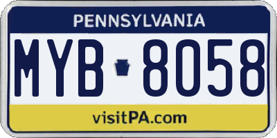 PA license plate MYB8058