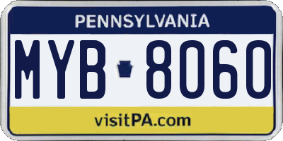 PA license plate MYB8060