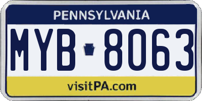 PA license plate MYB8063