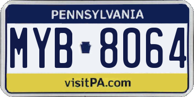 PA license plate MYB8064