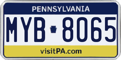 PA license plate MYB8065