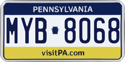PA license plate MYB8068