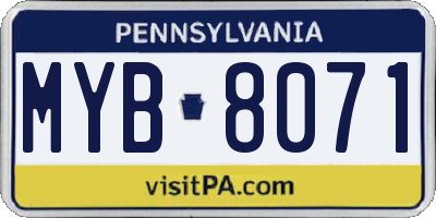 PA license plate MYB8071
