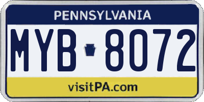 PA license plate MYB8072