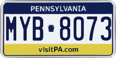 PA license plate MYB8073
