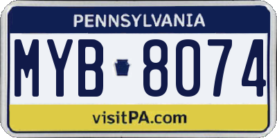 PA license plate MYB8074
