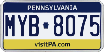 PA license plate MYB8075