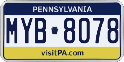 PA license plate MYB8078