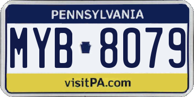 PA license plate MYB8079