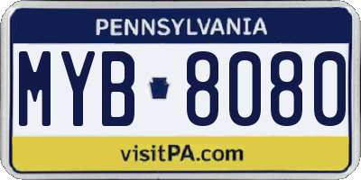 PA license plate MYB8080