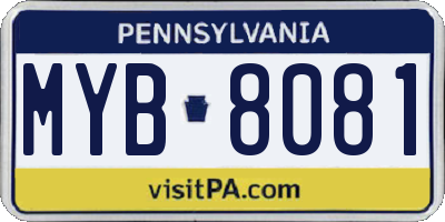 PA license plate MYB8081