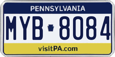 PA license plate MYB8084