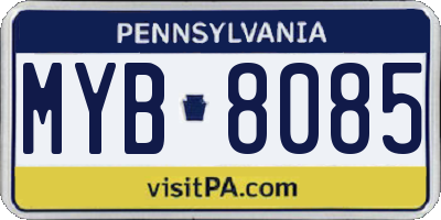 PA license plate MYB8085