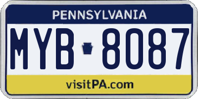 PA license plate MYB8087